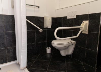 Toilet met beugels in rolstoelkamer